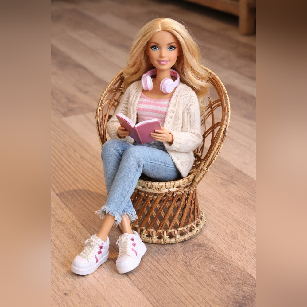 Rattan Doll House Barbie Sized Chair